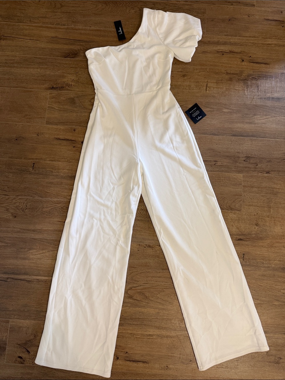 Lulu's White One-Shoulder Wide-Leg Jumpsuit